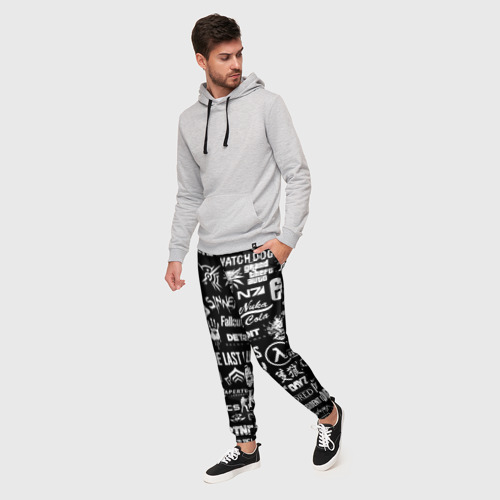 Мужские брюки 3D с принтом Логотипы игр, фото на моделе #1
