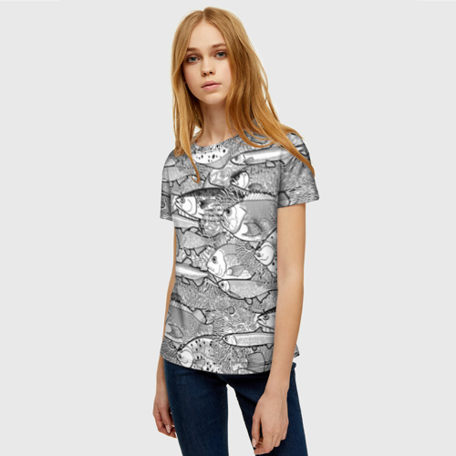 Женская футболка 3D с принтом Рыбы, фото на моделе #1