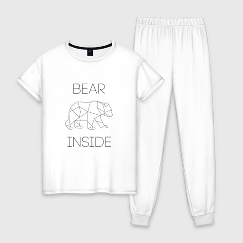 Женская пижама хлопок с принтом Внутри медведь, вид спереди #2