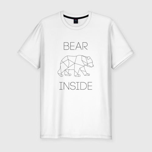 Мужская футболка хлопок Slim с принтом Внутри медведь, вид спереди #2