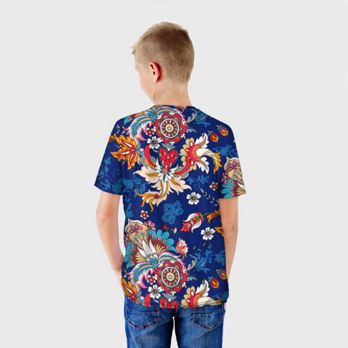 Детская футболка 3D с принтом Экзотический орнамент, вид сзади #2
