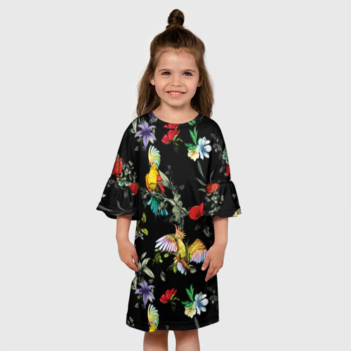 Детское платье 3D с принтом Попугаи, вид сбоку #3
