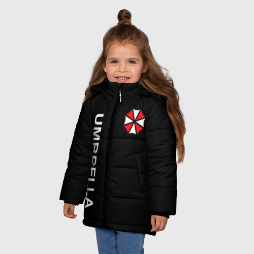 Зимняя куртка для девочек 3D с принтом Umbrella Corp, фото на моделе #1
