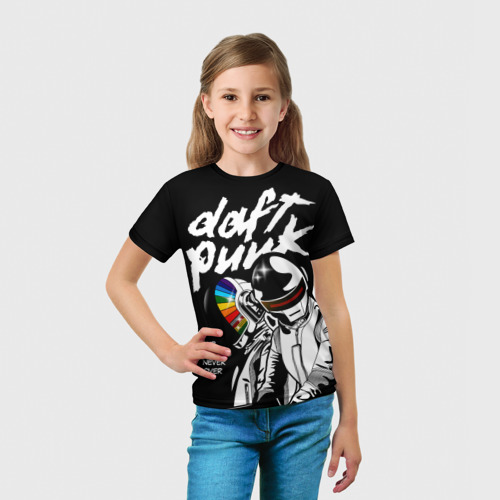 Детская футболка 3D с принтом Daft Punk, вид сбоку #3