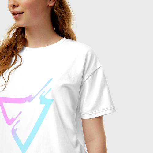 Женская футболка хлопок Oversize с принтом Paint Drop, фото на моделе #1