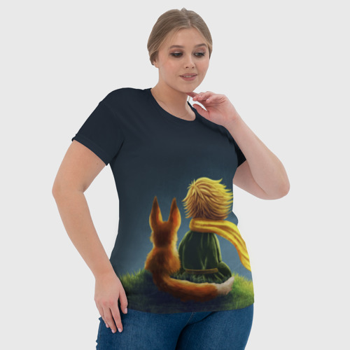 Женская футболка 3D с принтом Маленький принц с лисой, фото #4