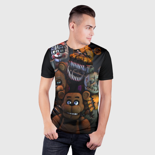 Мужская футболка 3D Slim с принтом Five Nights at Freddy's, фото на моделе #1