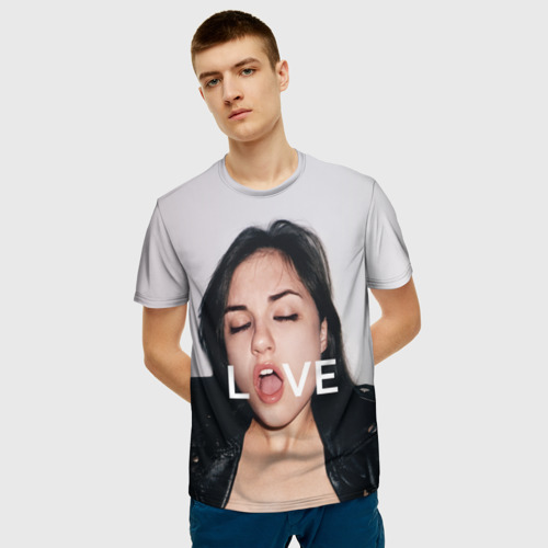 Мужская 3D футболка с принтом Sasha Grey LOVE, фото на моделе #1