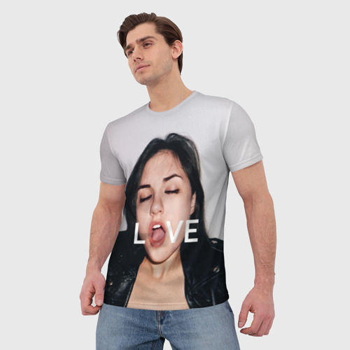 Мужская футболка 3D с принтом Sasha Grey love, фото на моделе #1