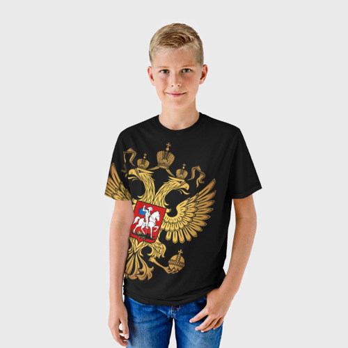 Детская футболка 3D с принтом Россия, фото на моделе #1