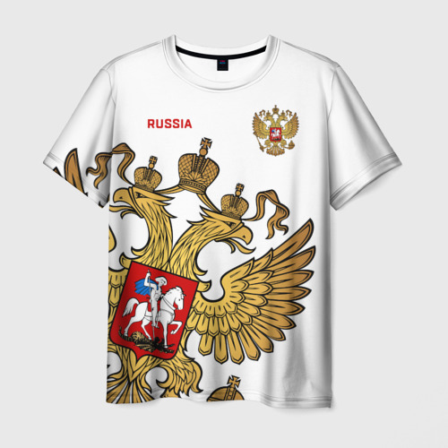 Мужская футболка 3D с принтом Россия, вид спереди #2