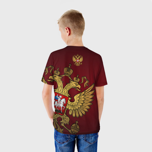 Детская футболка 3D с принтом Россия, вид сзади #2