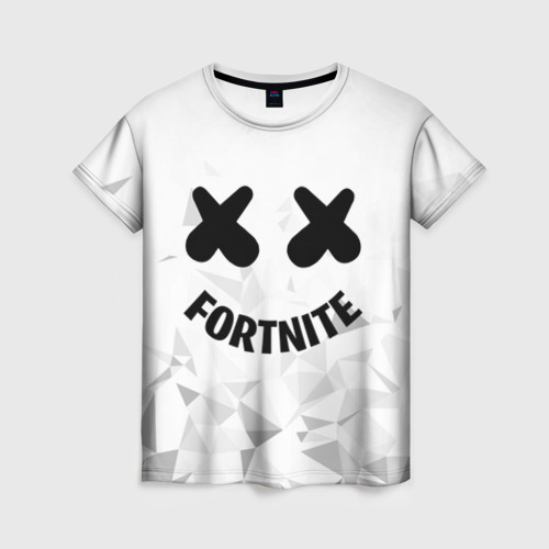 Женская футболка 3D с принтом FORTNITE x MARSHMELLO, вид спереди #2