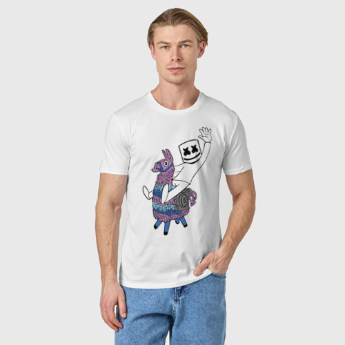 Мужская футболка хлопок с принтом Лама, фото на моделе #1