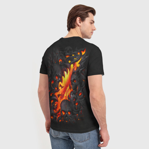 Мужская 3D футболка с принтом Skull Lava, вид сзади #2
