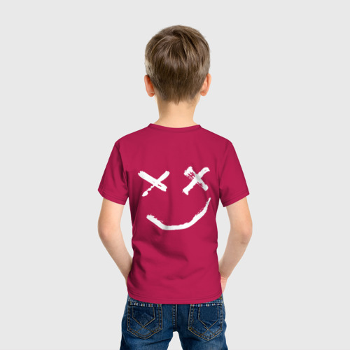 Детская футболка хлопок с принтом Be happy (+ спина), вид сзади #2
