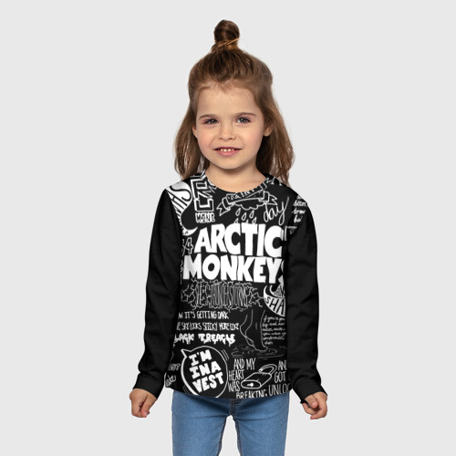 Детский лонгслив 3D с принтом Arctic Monkeys, вид сбоку #3