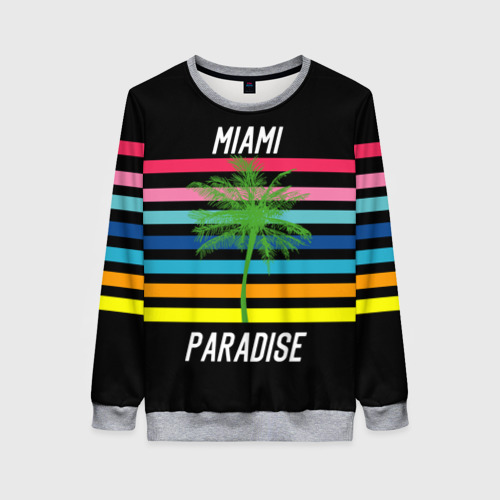 Женский свитшот 3D с принтом Miami Paradise, вид спереди #2