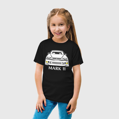 Детская футболка хлопок с принтом Toyota Mark2 JZX100, вид сбоку #3