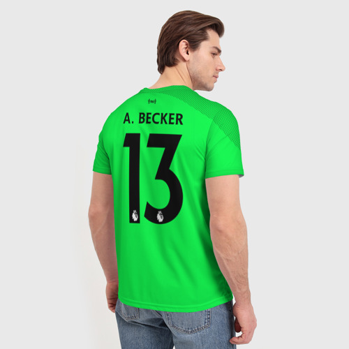 Мужская футболка 3D с принтом Alisson GK 18-19, вид сзади #2