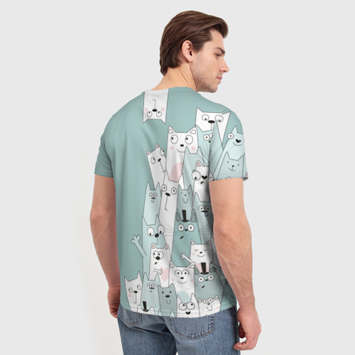 Мужская 3D футболка с принтом Cats, вид сзади #2