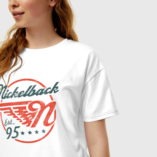 Женская футболка хлопок Oversize с принтом Nickelback, фото на моделе #1
