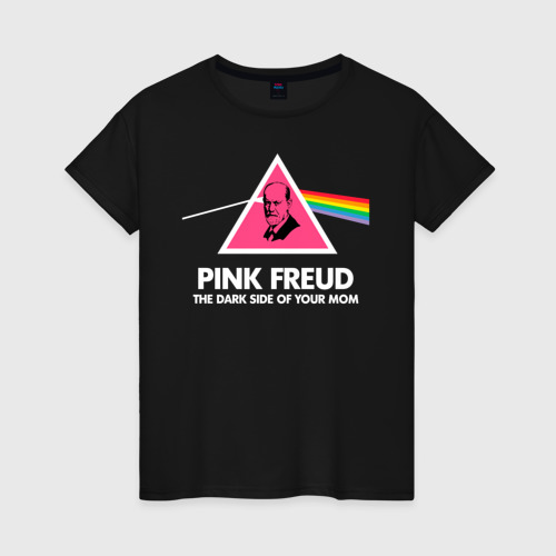 Женская футболка хлопок с принтом Pink Freud, вид спереди #2