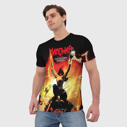 Мужская 3D футболка с принтом Manowar, фото на моделе #1