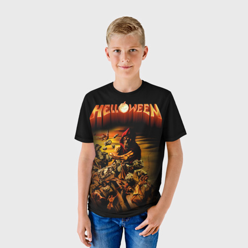 Детская футболка 3D с принтом Helloween, фото на моделе #1