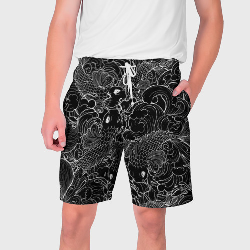 Мужские шорты 3D с принтом Карпы кои графика, вид спереди #2
