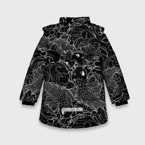 Зимняя куртка для девочек 3D с принтом Карпы кои графика, вид сзади #1
