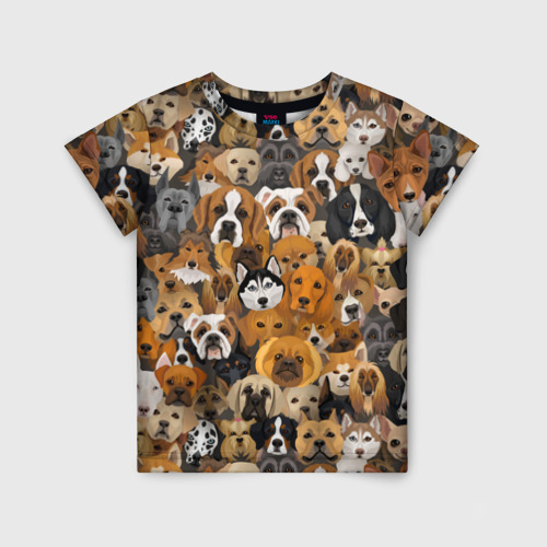 Детская 3D футболка с принтом Собаки, вид спереди #2
