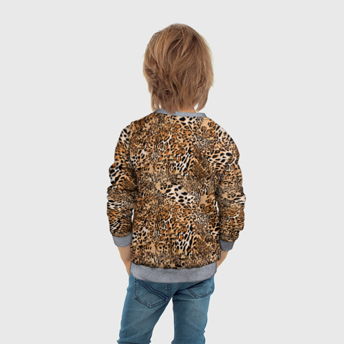 Детский свитшот 3D с принтом Леопард, вид сзади #2