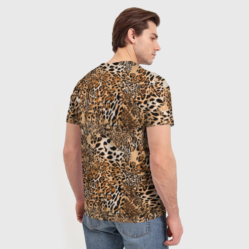 Мужская футболка 3D с принтом Леопард, вид сзади #2