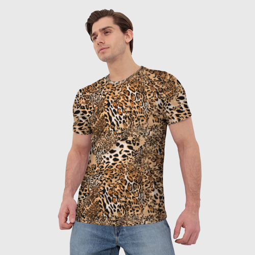 Мужская футболка 3D с принтом Леопард, фото на моделе #1