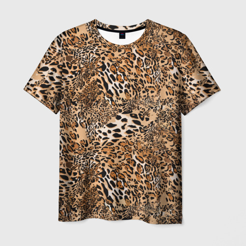 Мужская футболка 3D с принтом Леопард, вид спереди #2