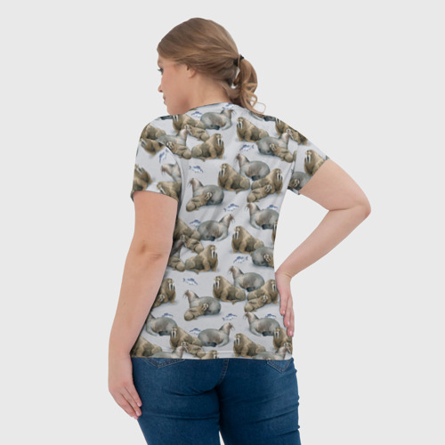 Женская футболка 3D с принтом Моржи, вид сзади #2