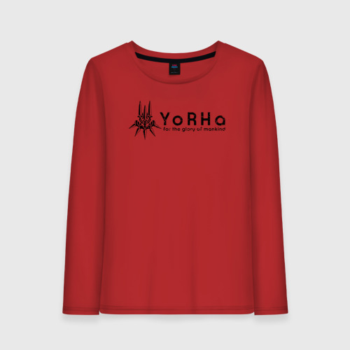 Женский лонгслив хлопок с принтом YoRHa Logo, вид спереди #2