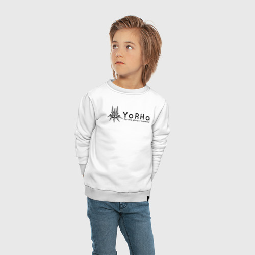 Детский свитшот хлопок с принтом YoRHa Logo, вид сбоку #3