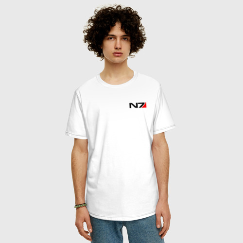Мужская футболка хлопок Oversize с принтом MASS EFFECT N7 | МАСС ЭФФЕКТ Н7, фото на моделе #1