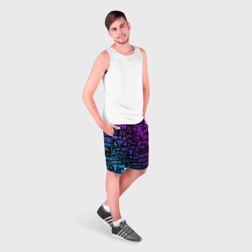 Мужские шорты 3D с принтом Неоновые логотипы игр, фото на моделе #1