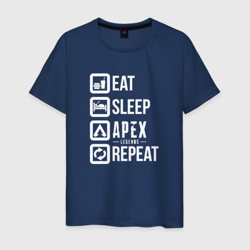Мужская футболка хлопок с принтом EAT - sleep - Apex - repeat, вид спереди #2