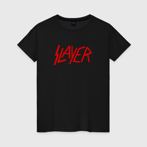 Женская футболка хлопок с принтом Slayer, вид спереди #2