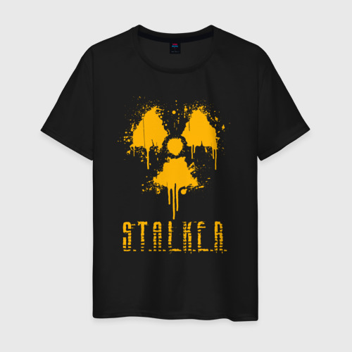 Мужская футболка хлопок с принтом STALKER 2 радиация, вид спереди #2