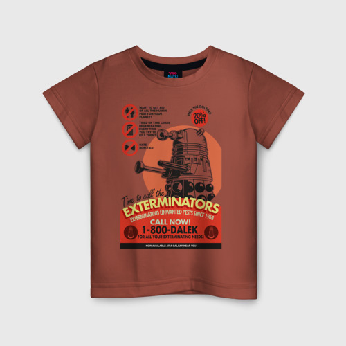 Детская футболка хлопок с принтом Доктор Кто Далек, вид спереди #2