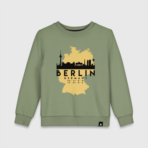 Детский свитшот хлопок с принтом Берлин - Германия, вид спереди #2