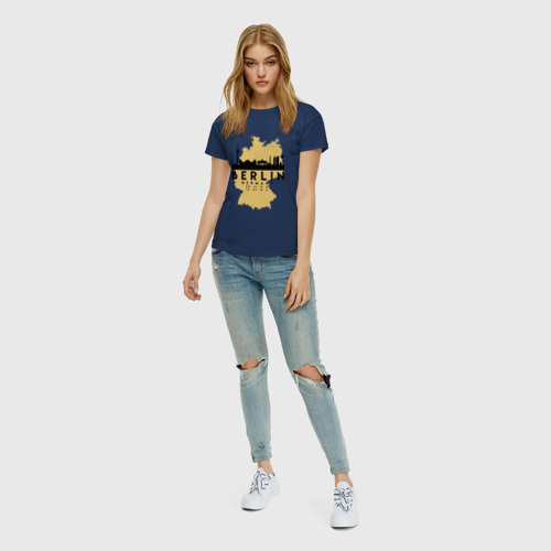 Женская футболка хлопок с принтом Берлин - Германия, вид сбоку #3