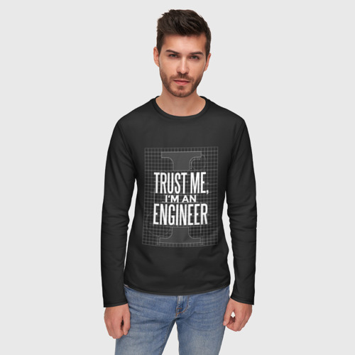 Мужской лонгслив 3D с принтом Trust Me, I'm an Engineer, фото на моделе #1