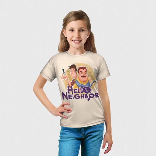 Детская футболка 3D с принтом Hello Neighbor, вид сбоку #3