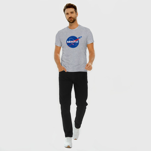 Мужская футболка хлопок Slim с принтом NASA Delorean, вид сбоку #3
